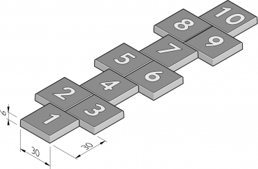 Hinkelbaantegels 30x30 set van 10 tegels